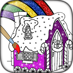 House Coloring Book Glitter