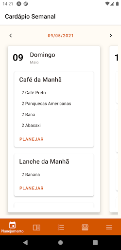 Android application caseira.app: cardápio semanal screenshort