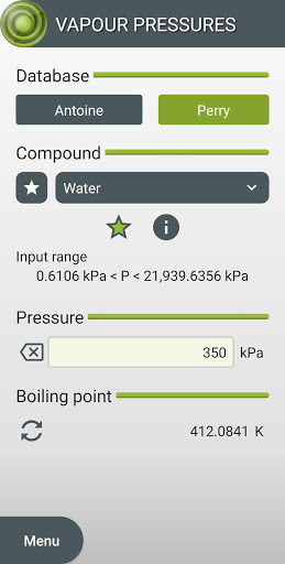 Vapour Pressures Screen 3