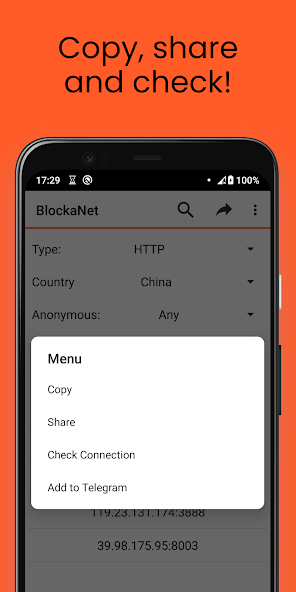 BlockaNet: Proxy list browser banner