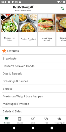 Android application Dr. McDougall Mobile Cookbook screenshort