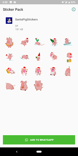 Android application WAStickerApp Santa Pig Sticker screenshort