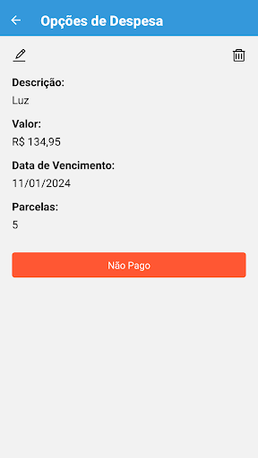 Android application Minhas Despesas screenshort
