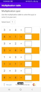 Multiplication Table learning