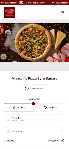 Android application Mizzoni's Pizza Eyre square screenshort