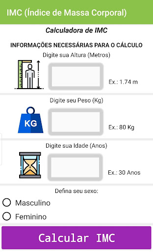 Android application IMC - Peso Ideal - % Gorgura screenshort
