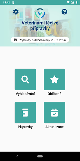 Android application Veterinární léčivé přípravky screenshort