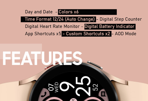 Digital Rose Gold 3 Watch Face Screen 2