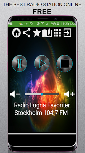 Android application Radio Favoriter Stockholm 104. screenshort
