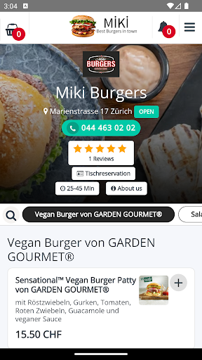 Android application Miki Burgers screenshort