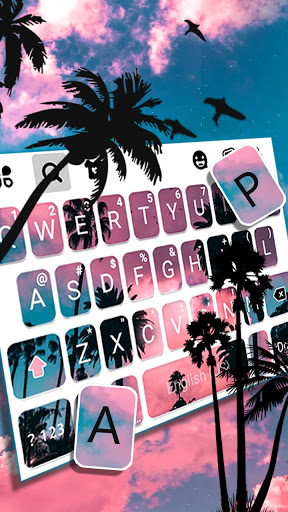 Palm Tree Sunset Keyboard Back Screen 2