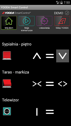 Android application YOODA Smart Control screenshort