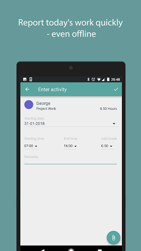 Intempus time registration Screen 2