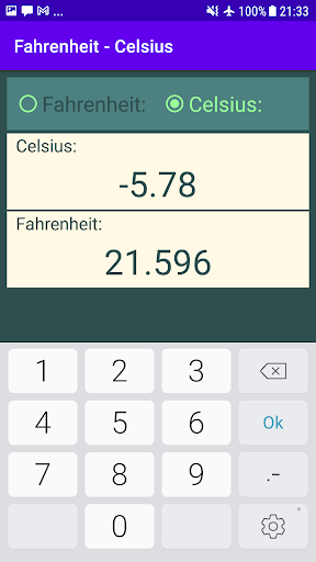 Celsius - Fahrenheit Screen 3