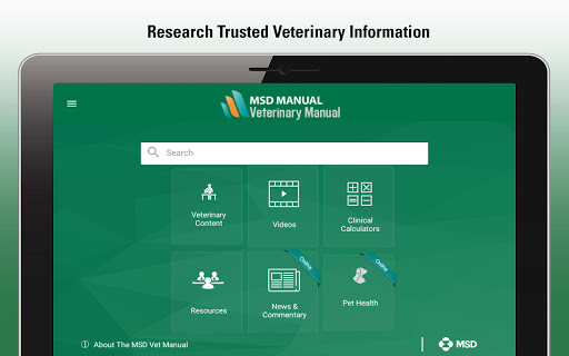 Screenshot of MSD Vet Manual