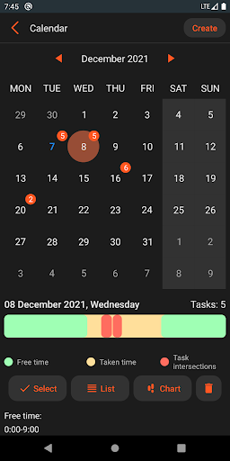 TimeFrame: scheduler, chart Screen 3