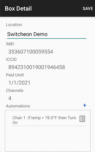 Android application SwitcheOn screenshort