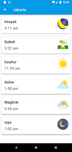 Android application Jadwal Sholat Indonesia screenshort