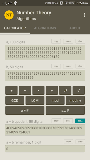 Android application Number Theory Algorithms screenshort