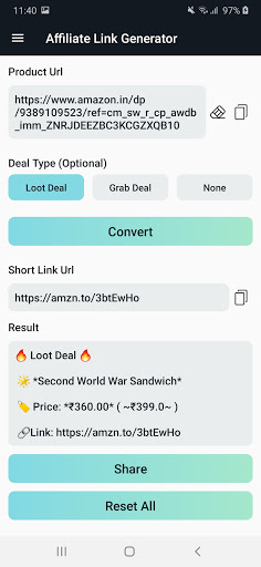 My Affiliate Link Generator Screen 3
