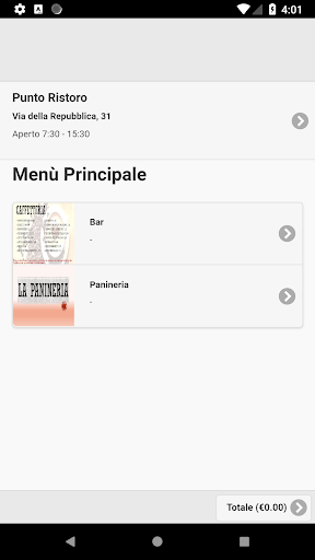 Android application Punto Ristoro School screenshort