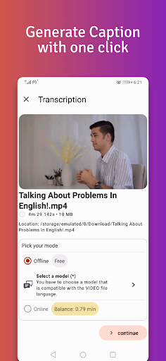 Android application AutoSub: AI Subtitle Generator screenshort