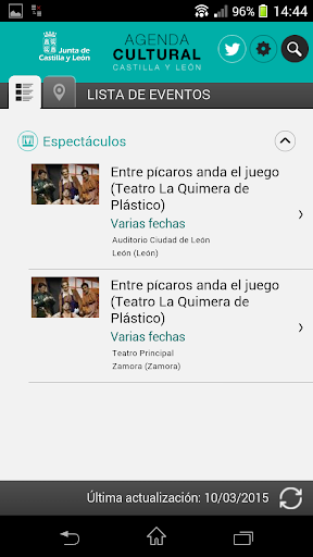Android application Agenda Cultural CastillayLeón screenshort