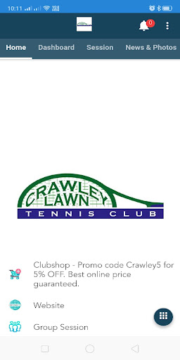 Android application Crawley Lawn Tennis Club screenshort