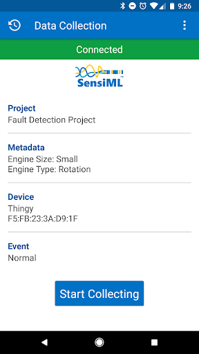 Android application SensiML Data Capture Lab screenshort