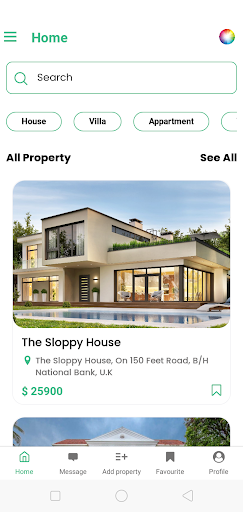 Android application Home -Online Property Booking screenshort