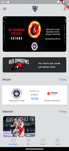 Android application BK BASKETBOL Bahçeşehir Koleji screenshort