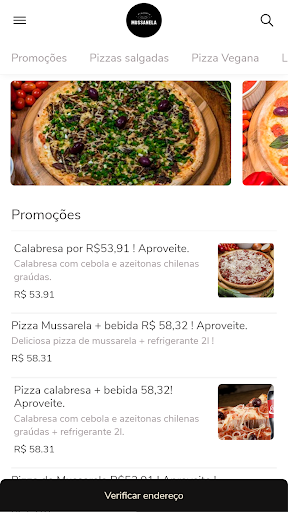 Android application Pizzaria Mussanela screenshort