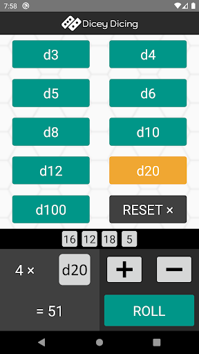 Android application Dicey Dicing screenshort