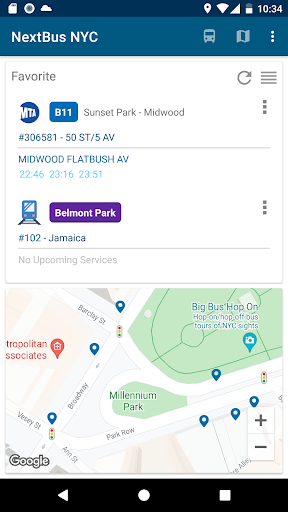Android application Bus Schedules in NYC screenshort
