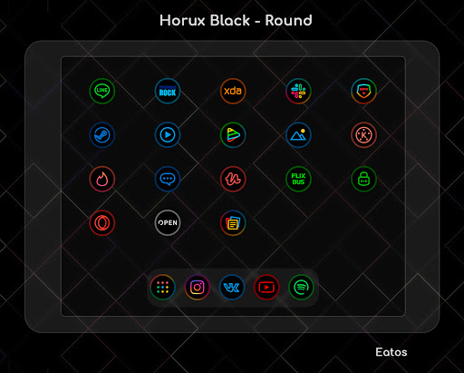Horux Black - Pacote de ícones redondos
