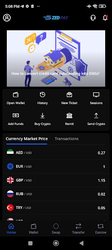 Android application Zed-Pay screenshort