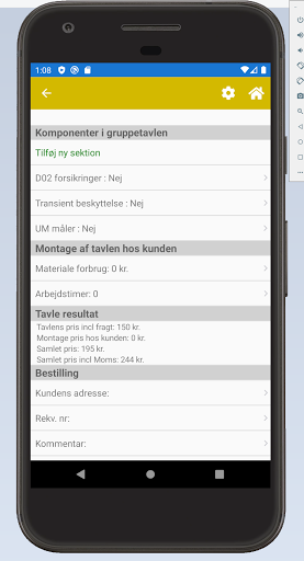 Elmotech Gruppetavle beregner Screen 3