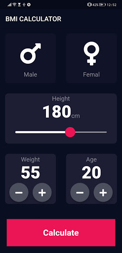 Android application BMI Calculator screenshort