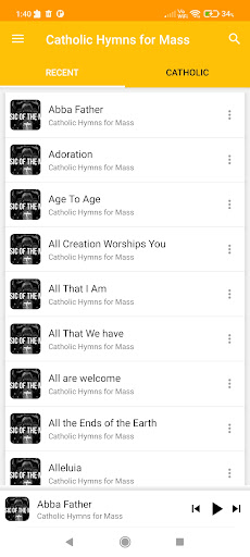 Catholic Hymns for Mass Audio Screen 3