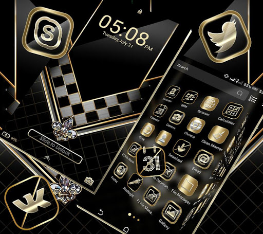 تطبيق Black Luxury Gold Theme برو5
