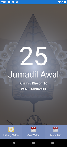 Android application Kalender Weton Jawa screenshort