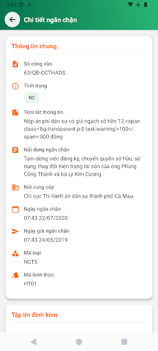 Thông tin ngăn chặn Cà Mau