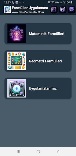 Android application Matematik Geometri Formülleri screenshort