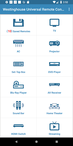 Android application Westinghouse Universal Remote screenshort