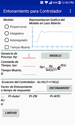 Android application Entonamiento para Controlador screenshort