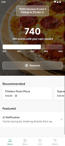 Android application Milans Pizza Reseda screenshort
