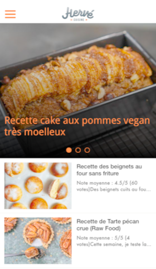 Android application Herve Cuisine screenshort