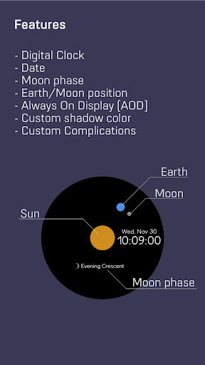 Android application Moon Phase Watch Face screenshort