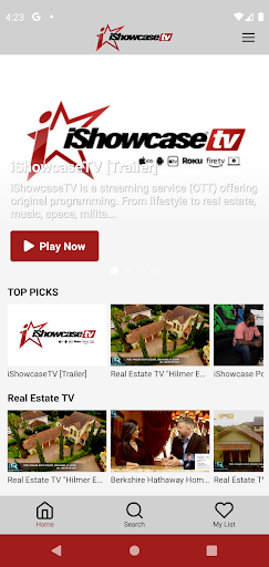 Android application iShowcaseTV screenshort