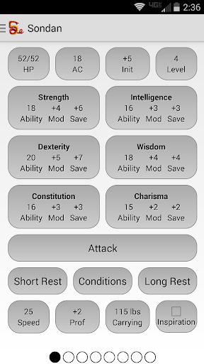 Squire - Character Manager Screen 2